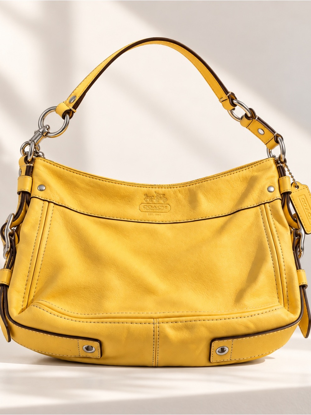 Coach Yellow Leather Hobo Shoulder Bag Y2K Vintage Style F12671
